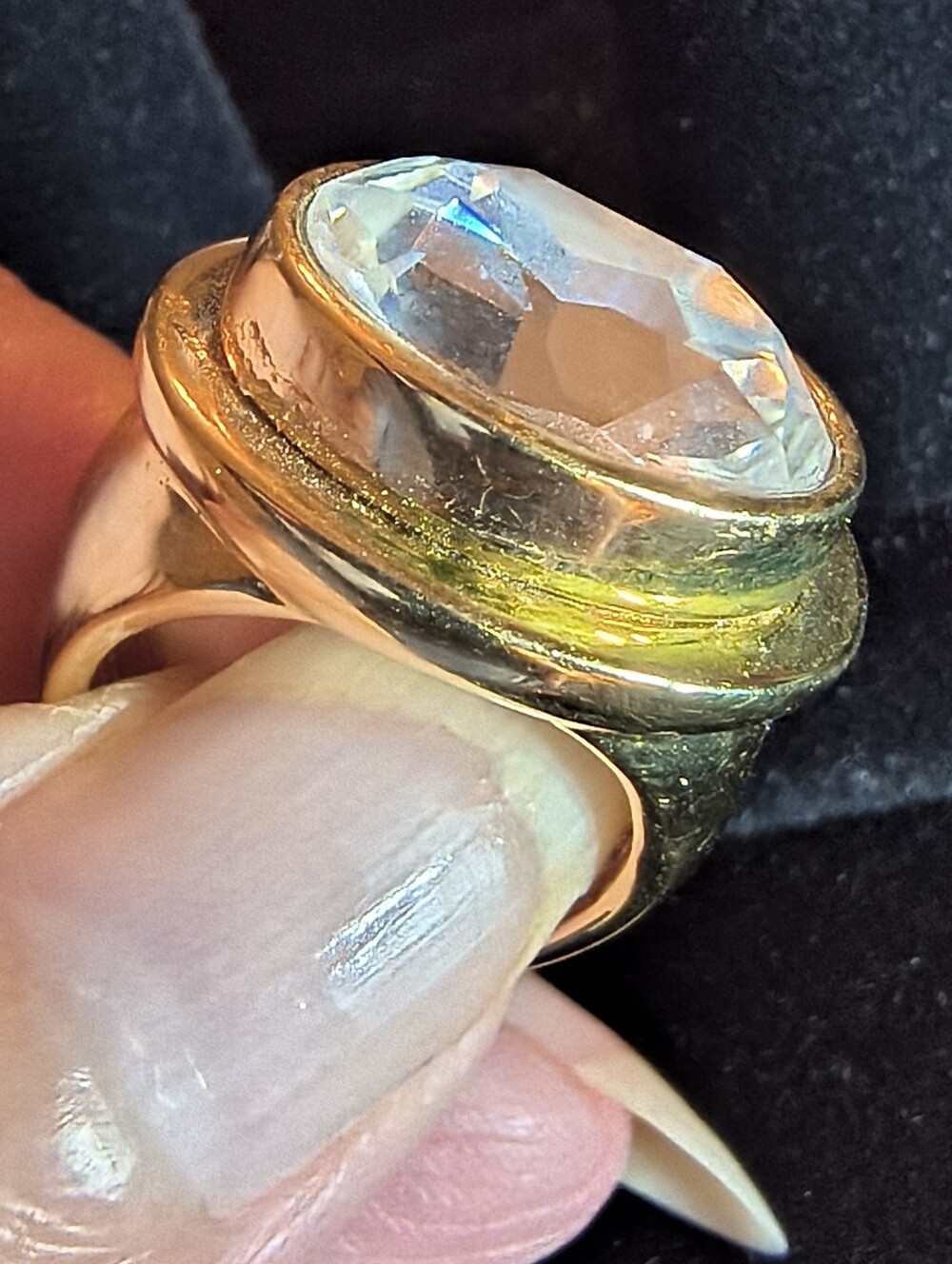 Vintage 1993 AAA+ CZ Ring 18K Triple Gold Plated East West Size 6 - Picture 10 of 13
